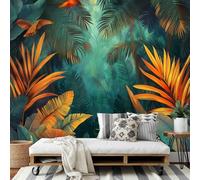 DLERFLOVR Mural Papier Peint Forêt Tropicale Humide Fond Papier Murale Style Aquarelle Papiers Peints Panoramique pour Salle de séjour Chambre à coucher séjour Décoration