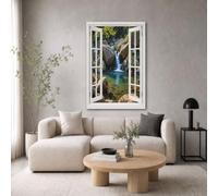 DLERFLOVR Mural Sur Toile Photographie De Nature Impression Toile Peinture Cascade Du Canyon Affiches Murales Sur Toile Impression Artistique pour Maison Salon Chambre, Sans Cadre - Jaune-Vert