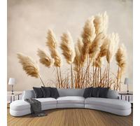 DLERFLOVR Papier Peint Belle Herbe De La Pampa,300x210cm Papier Peint Panoramique Style Rétro Murale Poster Tableaux Photo Muraux pour Salon Chambre à Coucher Maison Décoration, Beige