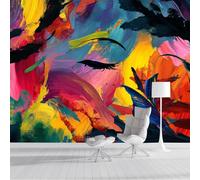 DLERFLOVR Papier Peint Danse Sauvage,150x105cm Papier Peint Panoramique Coups De Pinceau Abstraits Murale Poster Tableaux Photo Muraux pour Salon Chambre à Coucher Maison Décoration, Multicolore