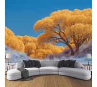 DLERFLOVR Papier Peint Panoramique Arbres Du Désert Papier Peint en Soie Désert Du Nouveau-Mexique Revêtement Mural pour Salon, Adulte Chambre d'enfants, Restaurant Décoration 450x315cm, Jaune Doré