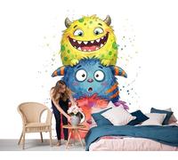 DLERFLOVR Papier Peint Panoramique Contes De Fées Guérisseurs, 250x175cm Fresque Murale Petit Monstre Poster Mural Décoration Murale Fond pour Salon, Chambre d'enfant, Chambre, Bleu