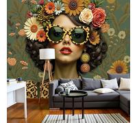 DLERFLOVR Papier Peint Panoramique Demoiselle D'Honneur, Papier Peint Soie Mode Rétro Sauvage Tableaux Muraux, 250x175cm Poster Décoration Murale Pour Salon, Chambre, Bureau, Vert Gazon