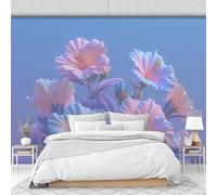 DLERFLOVR Papier Peint Panoramique Fleurs Romantiques 200x140cm Papiers Mural Hibiscus De Luxe XXL Muraux Tapisserie Photo Décoration pour Salon Chambre Restaurant - Bleu