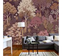DLERFLOVR Papier Peint Panoramique Fleurs Sauvages Et Arbres 200x140cm - Mural Paysage Forestier Tableaux Muraux Poster Geant Mural Tapisserie Décorative pour Salon Chambre Fond Tv, Vin De Bourgogne