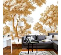 DLERFLOVR Papier Peint Panoramique Forêt D'Automne, 300x210cm Poster Geant Mural 3D Style De Rêve Tapisserie Soie Décoration Murale pour Salon Chambre à Coucher Fond TV, Brun