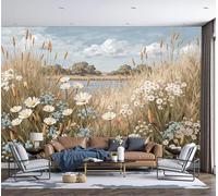 DLERFLOVR Papier Peint Panoramique Herbe Sauvage 400x280cm - Papier Peint Soie Paysages Naturels - Poster Geant Mural 3D - Décoration Murale pour Salon Chambre d'enfants restaurant, Brun-Vert