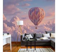 DLERFLOVR Papier Peint Panoramique Montgolfière 300x210cm - Mural Ciel De Rêve Tableaux Muraux Poster Geant Mural Tapisserie Décorative pour Salon Chambre Fond Tv, Rose