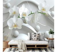 DLERFLOVR Papier Peint Panoramique Orchidée Blanche - - Revêtement mural décoration salon - Conception 3D 3D Poster Geant pour Salon Chambre restaurant Décoration