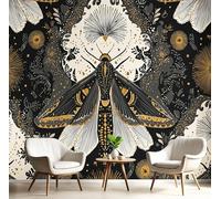 DLERFLOVR Papier Peint Panoramique Papillon - 150x105cm - Revêtement mural décoration salon - Art Mexicain 3D Poster Geant pour Salon Chambre restaurant Décoration, Gris Foncé