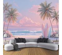 DLERFLOVR Papier Peint Panoramique Planche De Surf De Plage - 150x105cm - Revêtement mural décoration salon - Ambiance Estivale 3D Poster Geant pour Salon Chambre restaurant Décoration, Rose