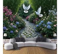 DLERFLOVR Papier Peint Panoramique Plantes À Fleurs Papier Peint en Soie Jardin Du Parc Revêtement Mural pour Salon, Adulte Chambre d'enfants, Restaurant Décoration 200x140cm, Vert