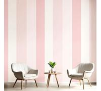 DLERFLOVR Papier Peint Panoramique Rayures Verticales 350x250cm - XXL Tableaux Muraux Style Mignon Revêtement Mural Décoration Murale pour Chambre Salle de Bain Couloir, Rose