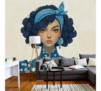 DLERFLOVR Papier Peint Panoramique Robe À Pois Pour Femmes Poster Geant Mural Pop Rétro Papier Peint Soie Beige Fresque Murale pour Salon Canapé TV Fond Décoration Murale, 400x280cm