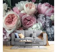 DLERFLOVR Papier Peint Pivoines Et Hortensias Panoramique Murale 3D Bouquet Vintage Décoration murale pour Salon Chambre à Coucher Maison Décoration Intérieure
