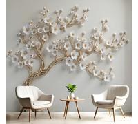 DLERFLOVR Papier Peint Soie Arbre En Fleurs 450x315cm Papier Peint Panoramique Arbre À Fleurs 3D De Luxe XXL Tableaux Décoration Murale pour Salon, Chambre, Décor Fond TV - Gris