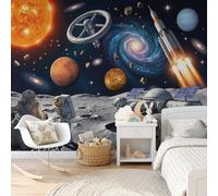 DLERFLOVR Papier Peint Soie Exploration Spatiale 200x140cm | Papier Peint Panoramique Astronaute Fusée Base, Poster Geant Mural Impression 3D pour Salon Chambre D'enfants Restaurant