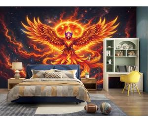 DLERFLOVR Papier Peint Soie Renaissance Des Cendres 350x256cm | Papier Peint Panoramique Phénix, Poster Geant Mural Impression 3D pour Salon Chambre D'enfants Restaurant