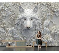 DLERFLOVR Papier Peint Soie Vignes Et Fleurs Du Loup Blanc 400x280cm Papier Peint Panoramique Relief Naturel XXL Tableaux Décoration Murale pour Salon, Chambre, Décor Fond TV - Beige