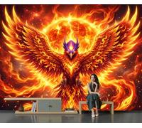 DLERFLOVR Papier Peints Panoramique Phénix, | Papier Peint Photo Phénix De Flamme, Impression de Haute Qualité, Résistant aux UV, Décoration Murale Pour Salon Chambre D'Enfant