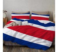 DLERFLOVR Parure de lit Réversible, 140x200cm Drapeau National Costa Rica Set de Housse de Couette Culture Traditionnelle Parure de Lit avec 1 taies d'oreiller Rouge Blanc Bleu