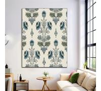 DLERFLOVR Tableau Decoration Murale Pavot Impression sur Toile Style Scandinave Decoration Murale Peinture non Tissée Decoratifs Muraux Chambre Salon, 80L x 60l cm, Vert Sauge