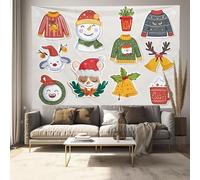DLERFLOVR Tapisserie Icônes Sur Le Thème De Noël Tissu Tenture Murale Éléments Festifs Art Murale Tissu Mural Décoratif pour Chambre Dortoir Appartement Fête - 100x75 cm, Gris