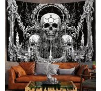 DLERFLOVR Tapisserie Murale Affiche Du Groupe Gothique - - Grande Tapisseries Crâne Abstrait Décoration Murale Papier peint pour Chambre, Dortoir, Fête, Séparateur de Pièce, Gris Anthracite