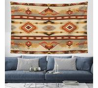 DLERFLOVR Tapisserie Murale Géométrie Du Losange Couverture Murales Peuples Américains Tapisseries Aesthetic Decoration Murales pour Maison Salon Chambre Appartement - 150x100 cm, Jaune-Brun