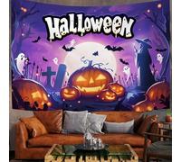 DLERFLOVR Tapisserie Murale Halloween Effrayant Tenture Murale Sorcières Et Fantômes Tapisseries Decoration Murales pour Maison Salon Chambre Dortoir, 150x130 cm, Lavande