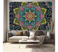 DLERFLOVR Tapisserie Murale Imprimés Ethniques Indiens Tenture Murale Fleurs De Mandala Tapisseries Decoration Murales pour Maison Salon Chambre Dortoir, 100x75 cm, Vert Sauge