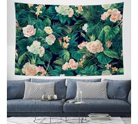 DLERFLOVR Tapisserie Murale Plantes Et Fleurs Tropicales Couverture Murales Paradis Exotique Tapisseries Aesthetic Decoration Murales pour Maison Salon Chambre Appartement - 100x75 cm, Vert