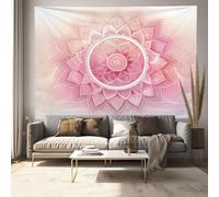 DLERFLOVR Tapisserie Tenture Murale Thème De Méditation Tapisserie Murales Mandala En Ligne Décoration Murale en Tissu pour la Chambre à Coucher Salon dortoir, Rose, 150x130 cm