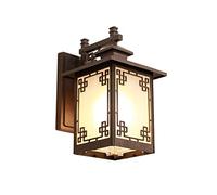 DLGGO Chinois Rétro Extérieure Applique Murale Étanche En Aluminium En Verre Givré Applique Murale Style Japonais Simple Carré Antique Villa Porte Porte Jardin Terrasse LED Lumières E27 Décoration Lan