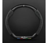 DLGJZS Auto Couvre Volant pour Alfa Romeo 159,Cuir Microfibre Protecteur Volant Antidérapant Housse de Volant de Voiture avec Logo Emblème Voiture Accessoires Auto Interieur,Black