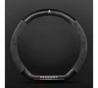 DLGJZS Couvre Volant en Cuir pour Peugeot 308 2011-2013, Noir, Antidérapant, Logo Emblème Voiture