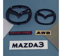 DLGJZS Noir Emblème Rechange pour Mazda 3 Sedan 2022 2023 2024 2025,Grille Avant Coffre Arrière Logo Autocollant Lettres Carrosserie Aile Côté Insigne ABS Métal Décoration Accessoires,All