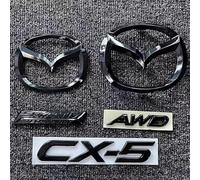 DLGJZS Noir Emblème Rechange pour Mazda CX-5 2017 2018 2019 2020 2021,Grille Avant Coffre Arrière Logo Autocollant Lettres Carrosserie Aile Côté Insigne ABS Métal Décoration Accessoires,All