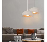 DLGLOLIN 2X Suspension Vintage Lustre de Milieu du Siècle, Abat-jour en Résine de Dôme Gris Ø50cm, E27 Luminaire de Couloir Salon