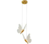 DLGLOLIN Double Tête Suspension Luminaire LED Interieur 2 Lampes Suspensions Papillon Créatif, Décoratif Lustre Moderne Plafonnier pour Enfants Chambre Salon, Lumière Chaude