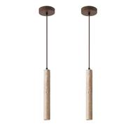 DLGLOLIN Lots de 2 Lampe Suspendue en Travertin Jaune Naturelle Suspension Luminaire Retro G9 Lumière Blanche Lustre Salon Creative Pierre Plafonnier pour Chambre Cuisine