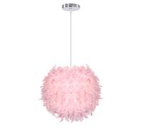 DLGLOLIN Lustre en Plume Rose Suspension Luminaire Décoration Éclairage de Plafond E27 Lampe Suspendue Intérieur pour Chambre Enfant Fille Bebe, 35CM