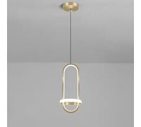 DLGLOLIN Suspension LED Ovale 23W Lustre Luminaire Moderne Or Métal Plafonnier, Lampe de Plafond Créatif pour Cuisine Salle à Manger Salon Chambre, Lumière Blanche