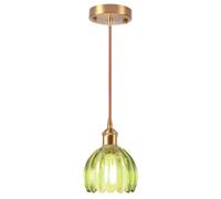 DLGLOLIN Suspension Luminaires en Verre Verte Fleur Vintage Laiton Doré Lustre Salon Moderne Éclairage de Plafond Art Déco Intérieure Lampe Suspendues Pour Salle à Manger Chambre Cuisine