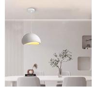 DLGLOLIN Suspension Vintage Lustre de Milieu du Siècle, Abat-jour en Résine de Dôme Blanc Ø20cm, E27 Luminaire de Couloir Salon