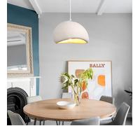 DLGLOLIN Suspension Vintage Lustre de Milieu du Siècle, Abat-jour en Résine de Dôme Blanc Ø30cm, E27 Luminaire de Couloir Salon