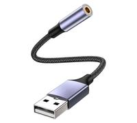 DLH - Adaptateur audio - USB mâle pour mini-phone stereo 3.5 mm femelle - 13 cm - noir, gris - TRRS