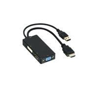 DLH ADAPTATEUR HDMI (M) VERS DVI / VGA / DISPLAYPORT (F), 0,15 m, HDMI Type A (Standard), DVI + VGA + DisplayPort, Mâle, Femelle, Droit DY-TU4790