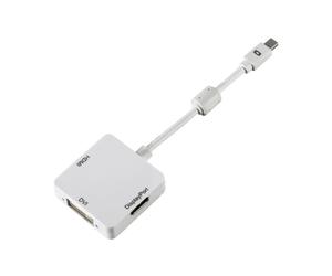 DLH ADAPTATEUR MINI DISPLAYPORT VERS HDMI / DVI / DISPLAYPORT, 0,15 m, Mini DisplayPort, DisplayPort + DVI-D + HDMI, Mâle, Femelle, Droit DY-TU4534W