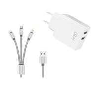 Dlh - Adaptateur Secteur - 12 Watt - 2.4 A - 2 Connecteurs De Sortie (Usb) - Blanc
